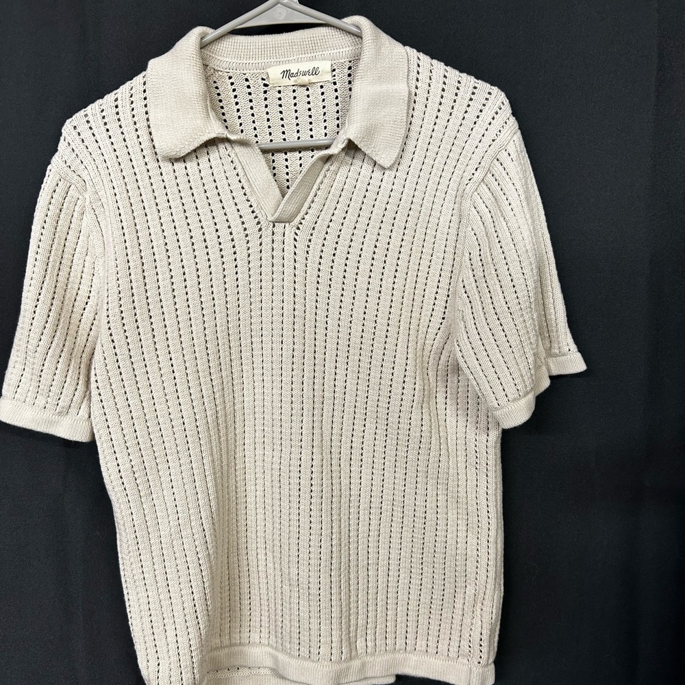 Madewell Cream Knit Polo Shirt